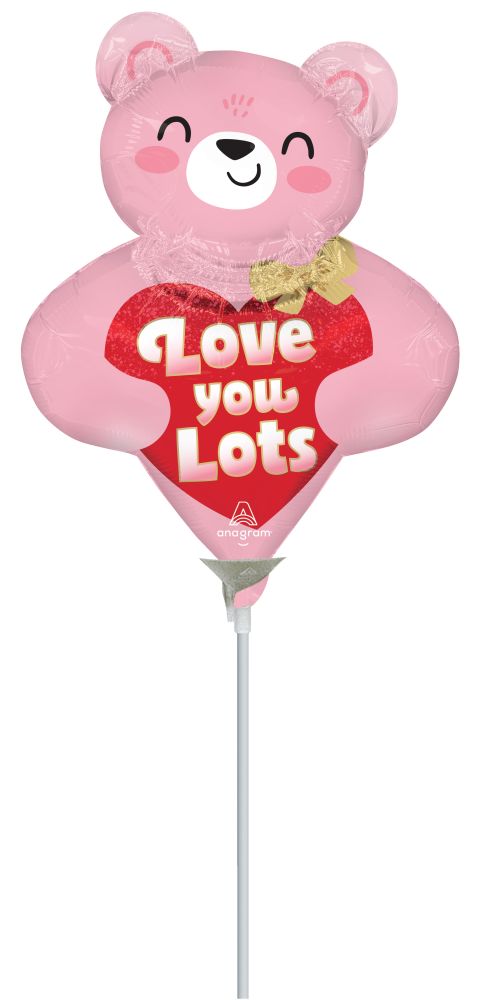 MiniShape Love You Blush Bear Hugs Balloon (Inflated with Cup and Stick)