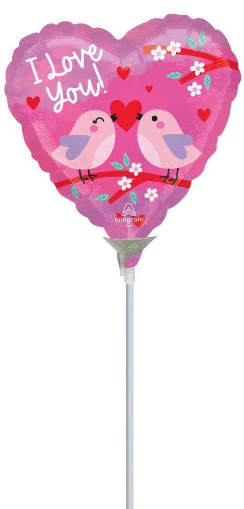 09" Love Birds Balloon (Inflated with Cup and Stick)