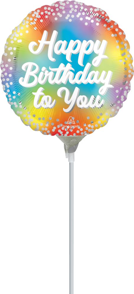 09" Birthday Glitz Balloon (Inflated with Cup and Stick)