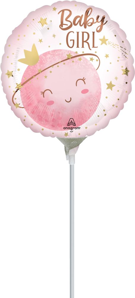 09" Little Moon Girl Balloon (Inflated with Cup and Stick)
