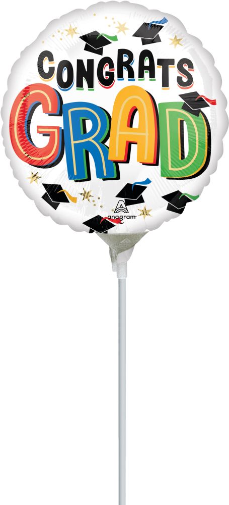 09" Bright Future Congrats Grad Balloon (Inflated with Cup and Stick)