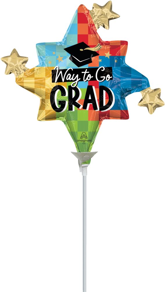 MiniShape Diploma, Check! Way to Go Grad Balloon (Inflated with Cup and Stick)