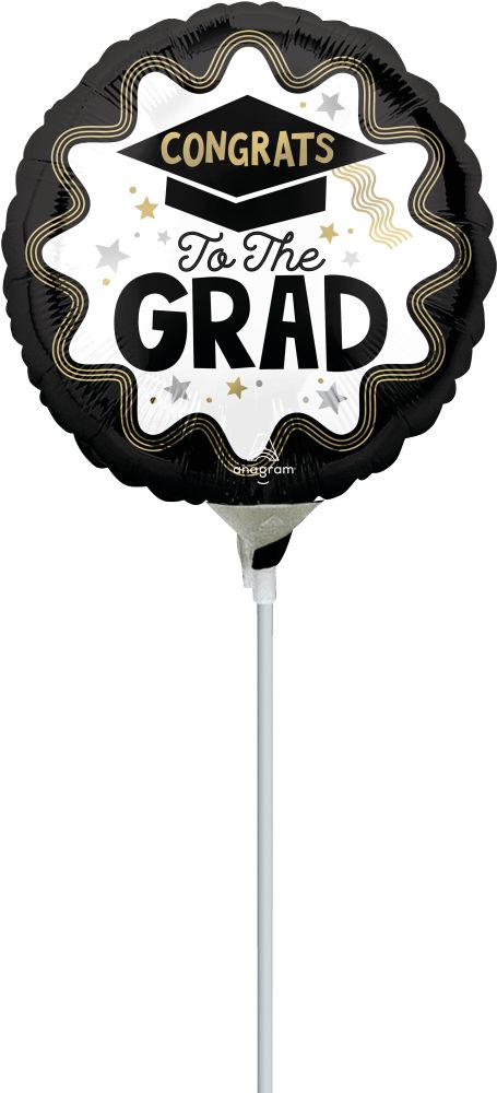 09" Wave of Success Congrats To The Grad Balloon (Inflated with Cup and Stick)