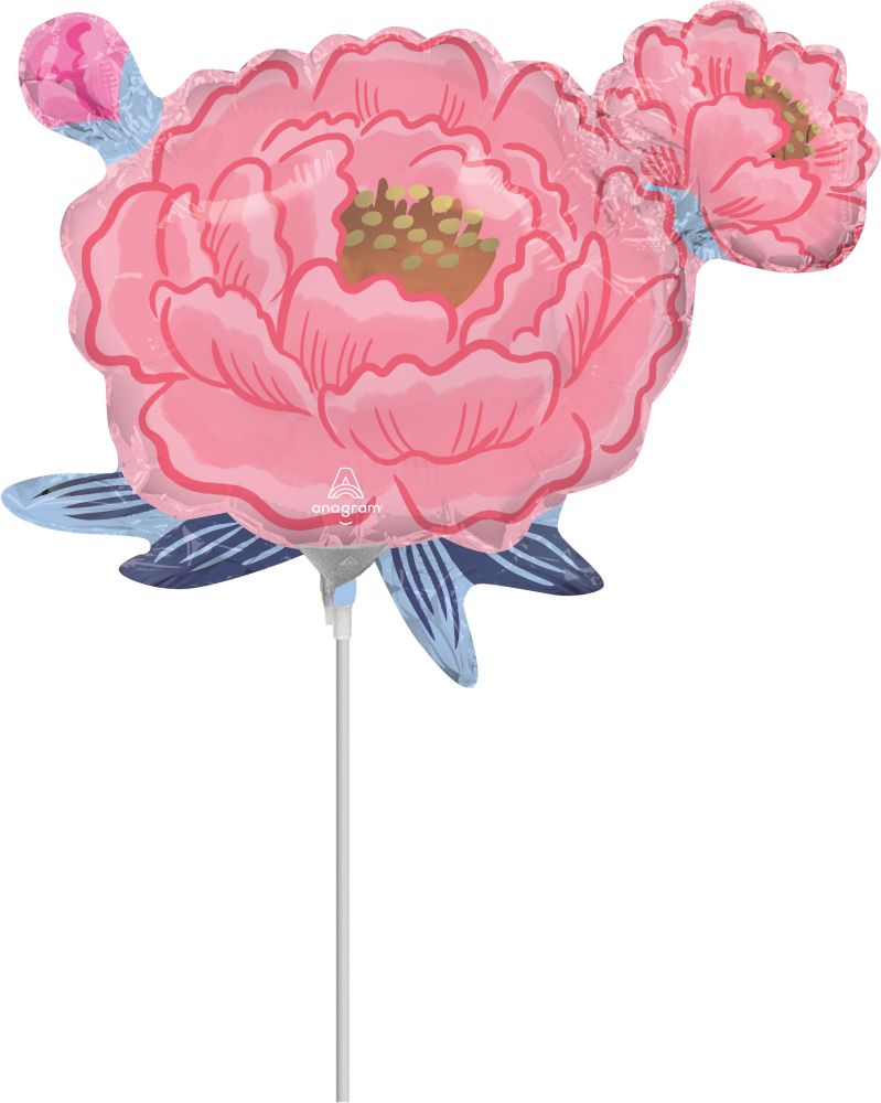 MiniShape Satin Peony Garden Balloon (Inflated with Cup and Stick)