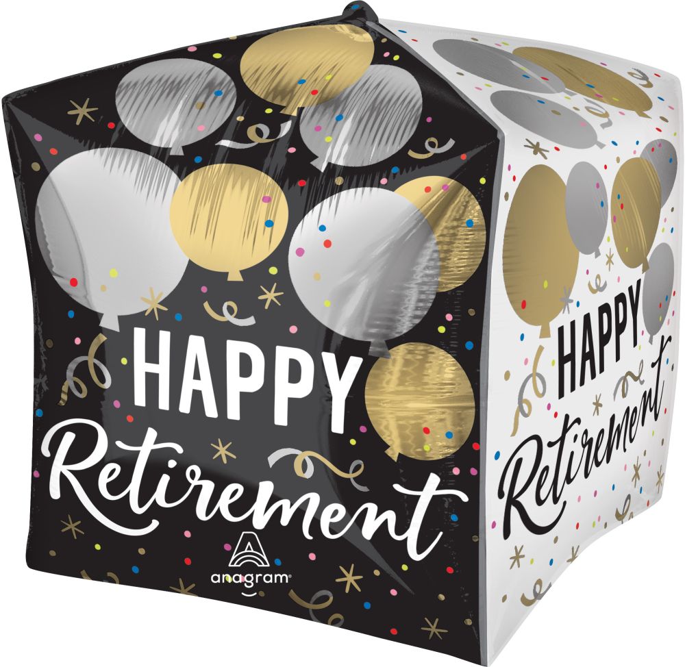 UltraShape Cubez Black Silver Gold Retirement Balloon