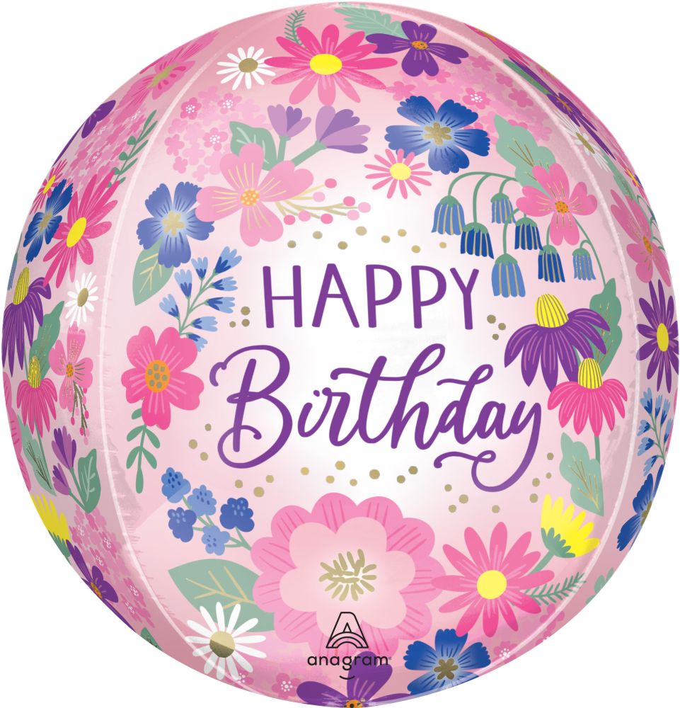 Orbz Garden Florals Birthday Balloon