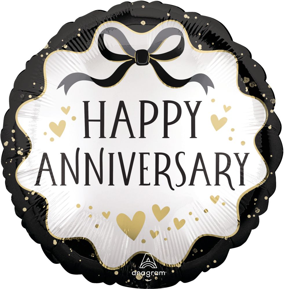 Standard Satin Ribbon Curls Anniversary Balloon