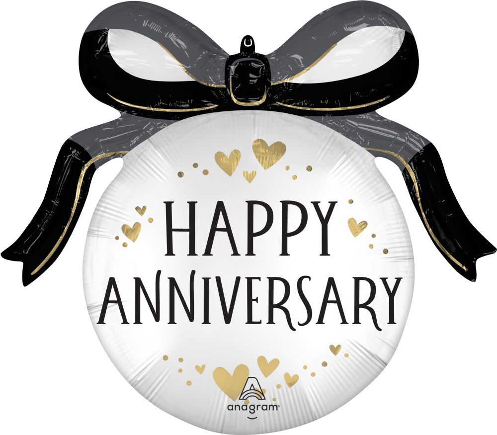 SuperShape Satin Ribbon Curls Anniversary Balloon