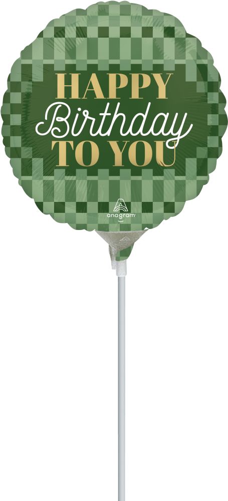 09" Stylish Sage Birthday Balloon (Inflated with Cup and Stick)