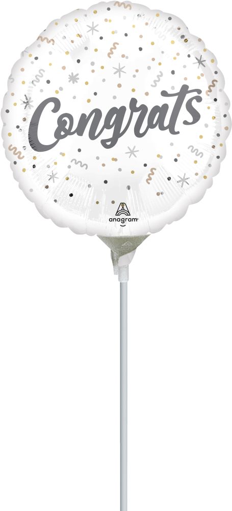 09" Elegant Congrats Balloon (Inflated with Cup and Stick)