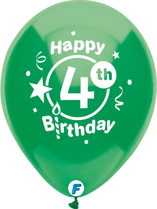 Funsational 12" 4th Birthday Party Assortment (8pcs) Balloons
