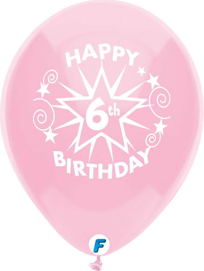 Funsational 12" 6th Birthday Star Assortment (8pcs) Balloons
