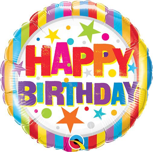 09" Birthday Stripes and Stars Balloon (Inflated with Cup and Stick)