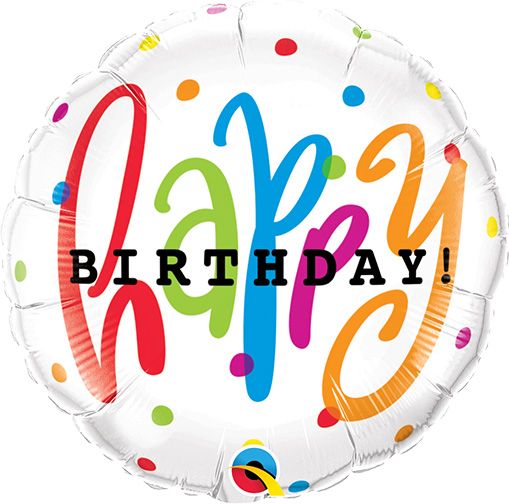 09" Happy Birthday Dots Balloon (Inflated with Cup and Stick)