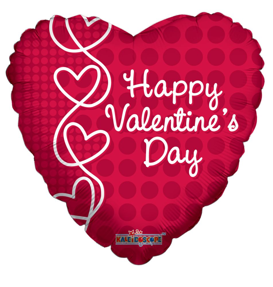 09" Happy Valentine's Day Laced Hearts Balloon (Inflated with Cup and Stick)