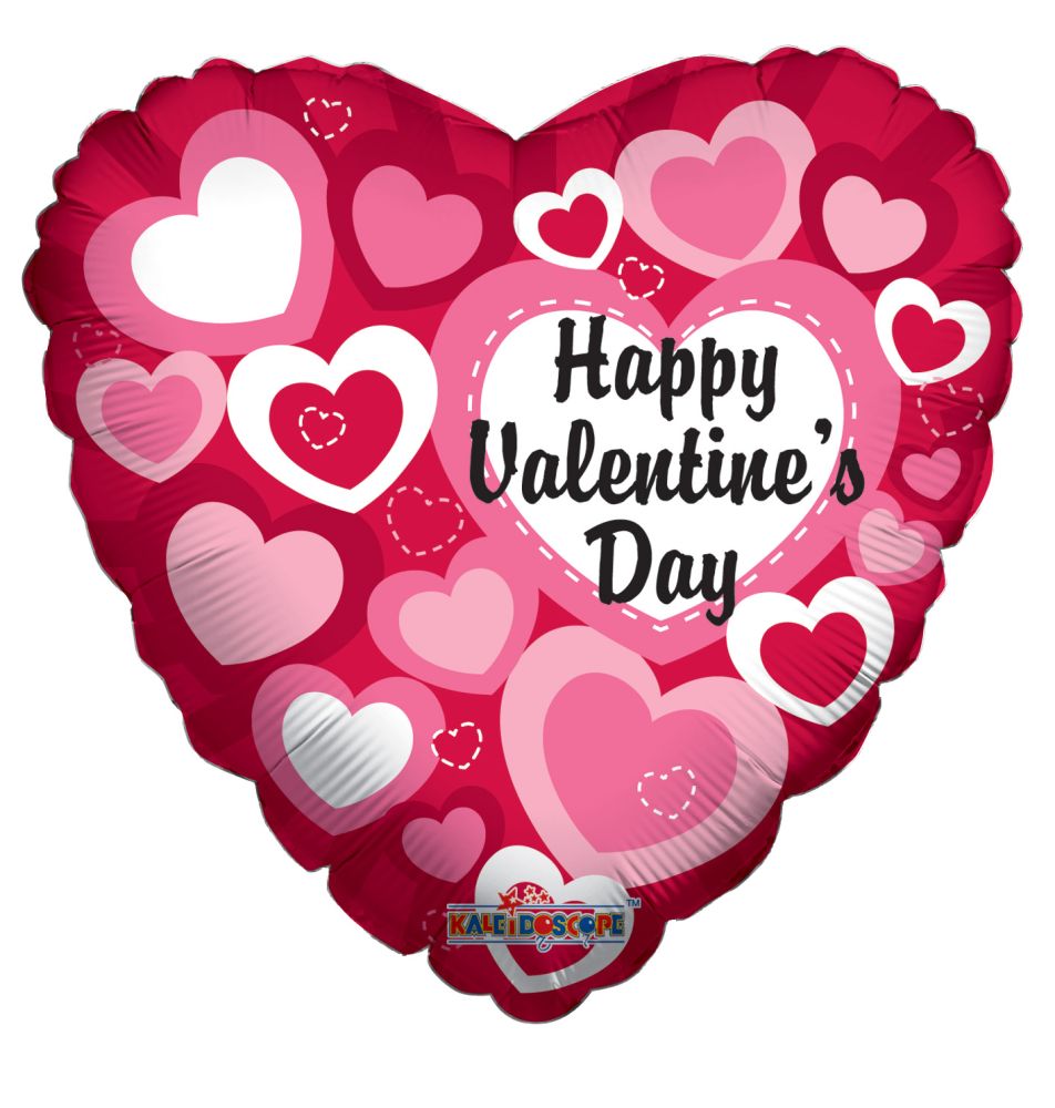 09" Happy Valentine's Day Random Hearts Balloon (Inflated with Cup and Stick)