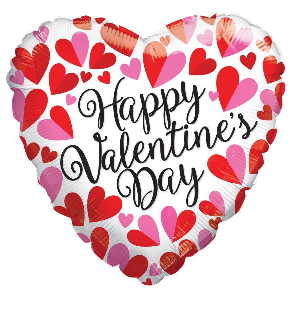 04" Happy Valentine's Day Divided Hearts Balloon (Inflated with Cup and Stick)