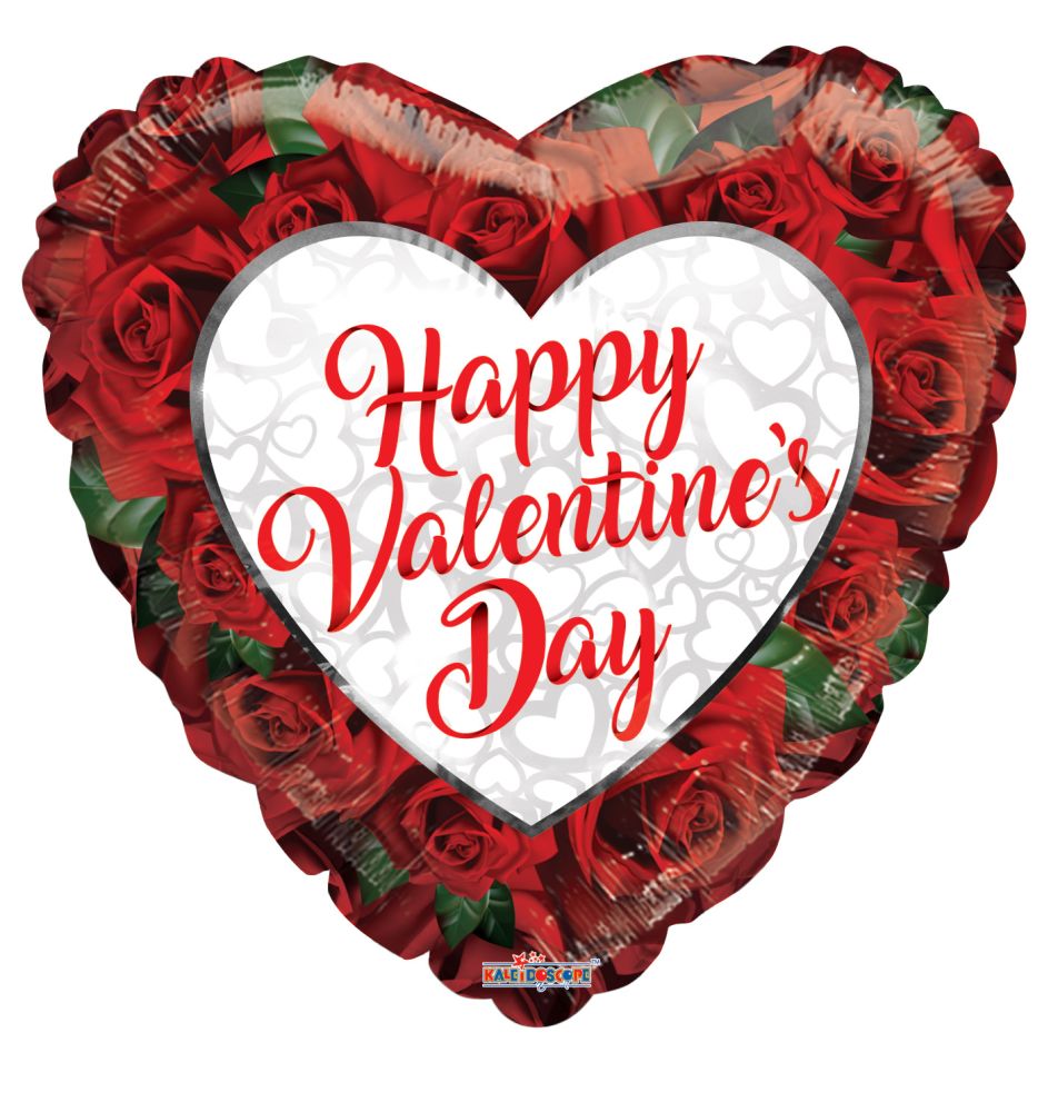 04" Valentines Roses Balloon (Inflated with Cup and Stick)