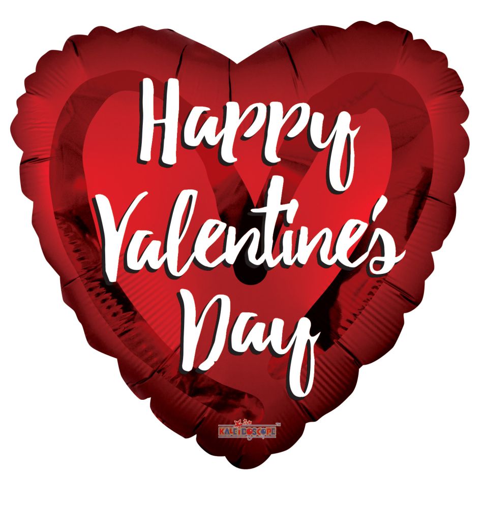 04" Happy Valentines Day Matte Heart Balloon (Inflated with Cup and Stick)