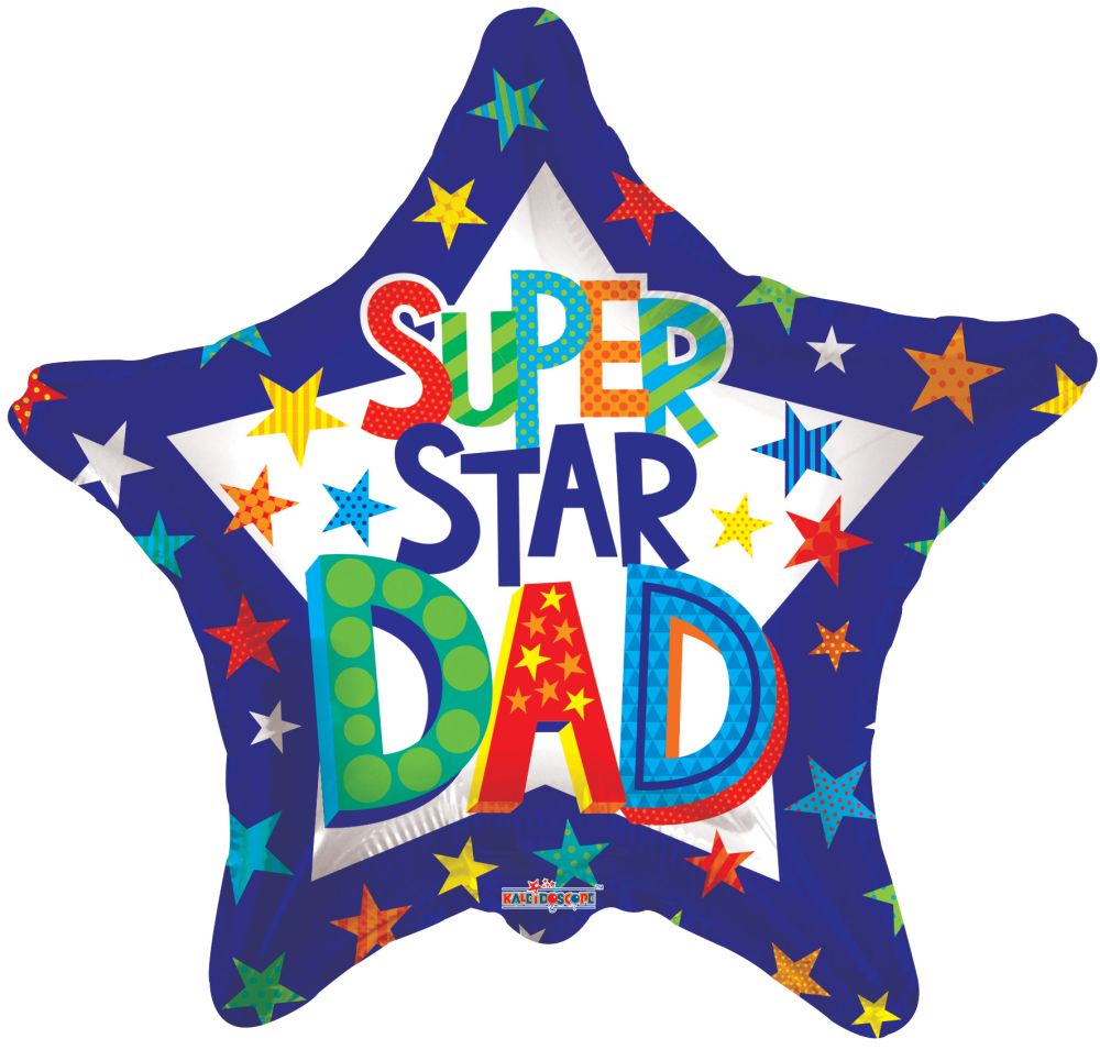 09" Super Star Dad Balloon (Inflated with Cup and Stick)
