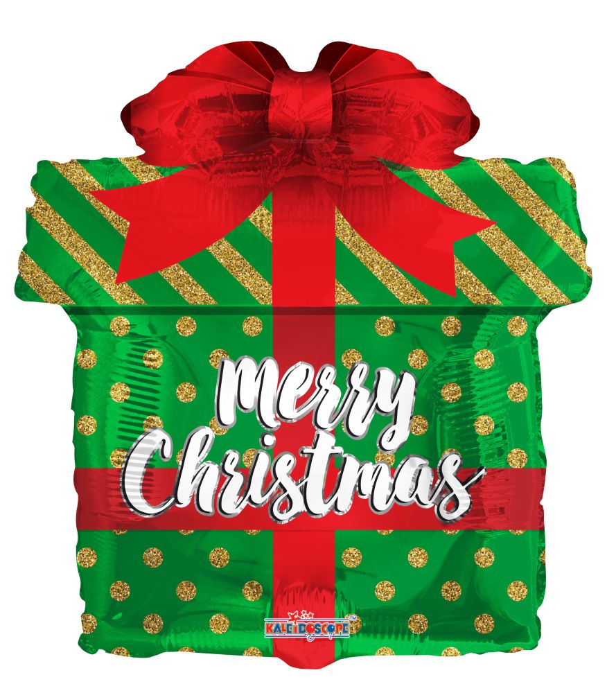 12" Christmas Gift Balloon (Inflated with Cup and Stick)