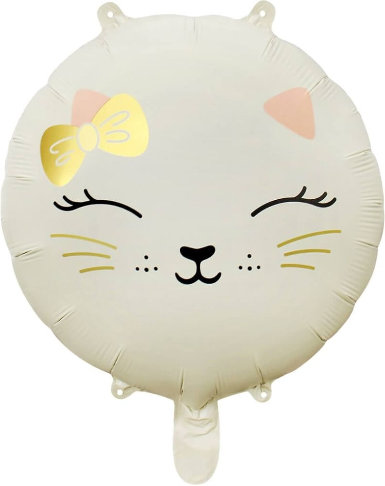 18" Matte Cream Cat Face Balloon