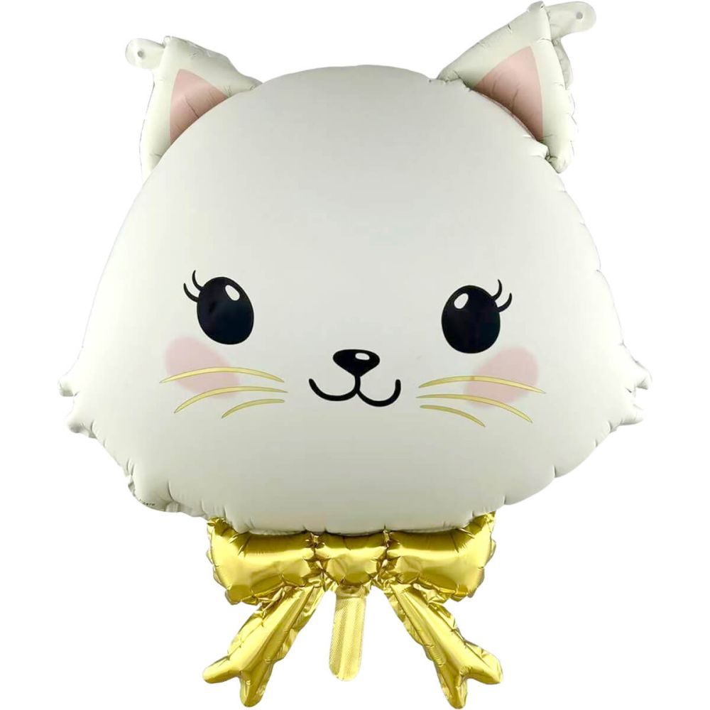 23" Kitten Face with Bow Balloon