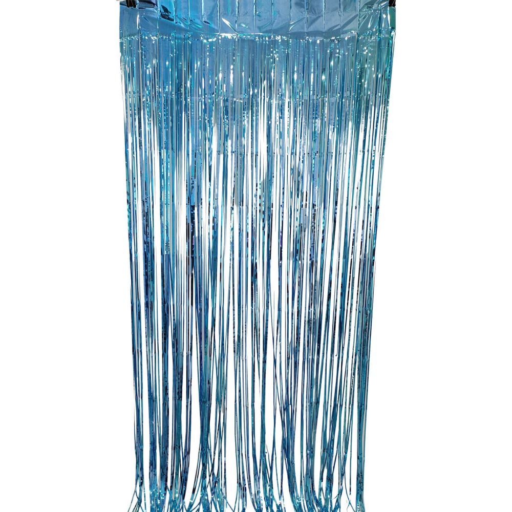 6.5ft x 3.25ft Fringe Curtain - Light Blue