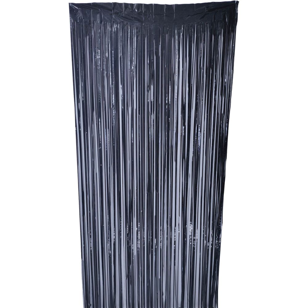 6.5ft x 3.25ft Fringe Curtain - Black
