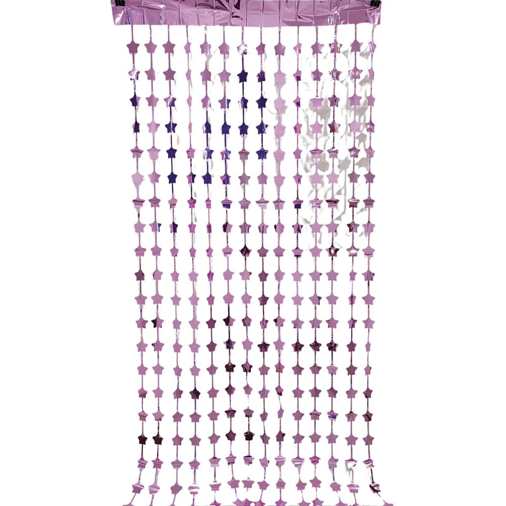 6.5ft x 3.25ft Star Curtain - Pink