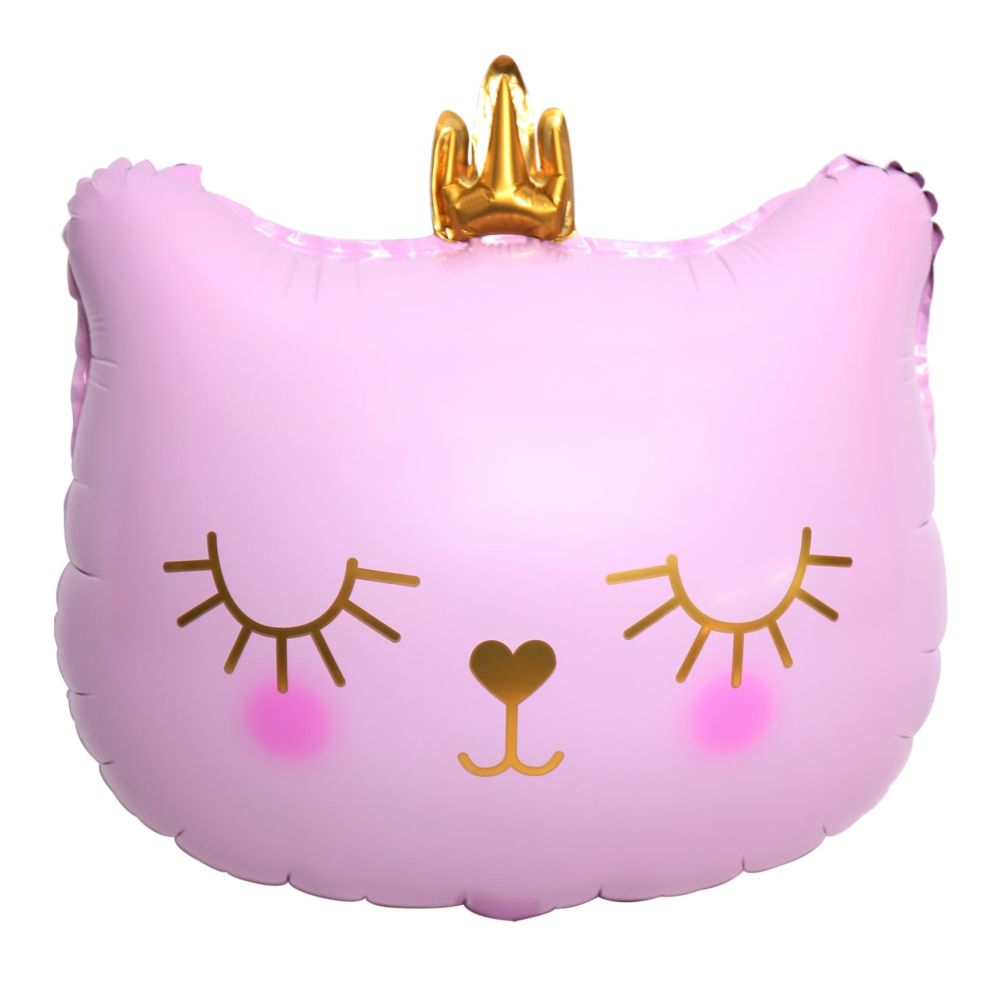 19" Pink Cat with Crown Balloon