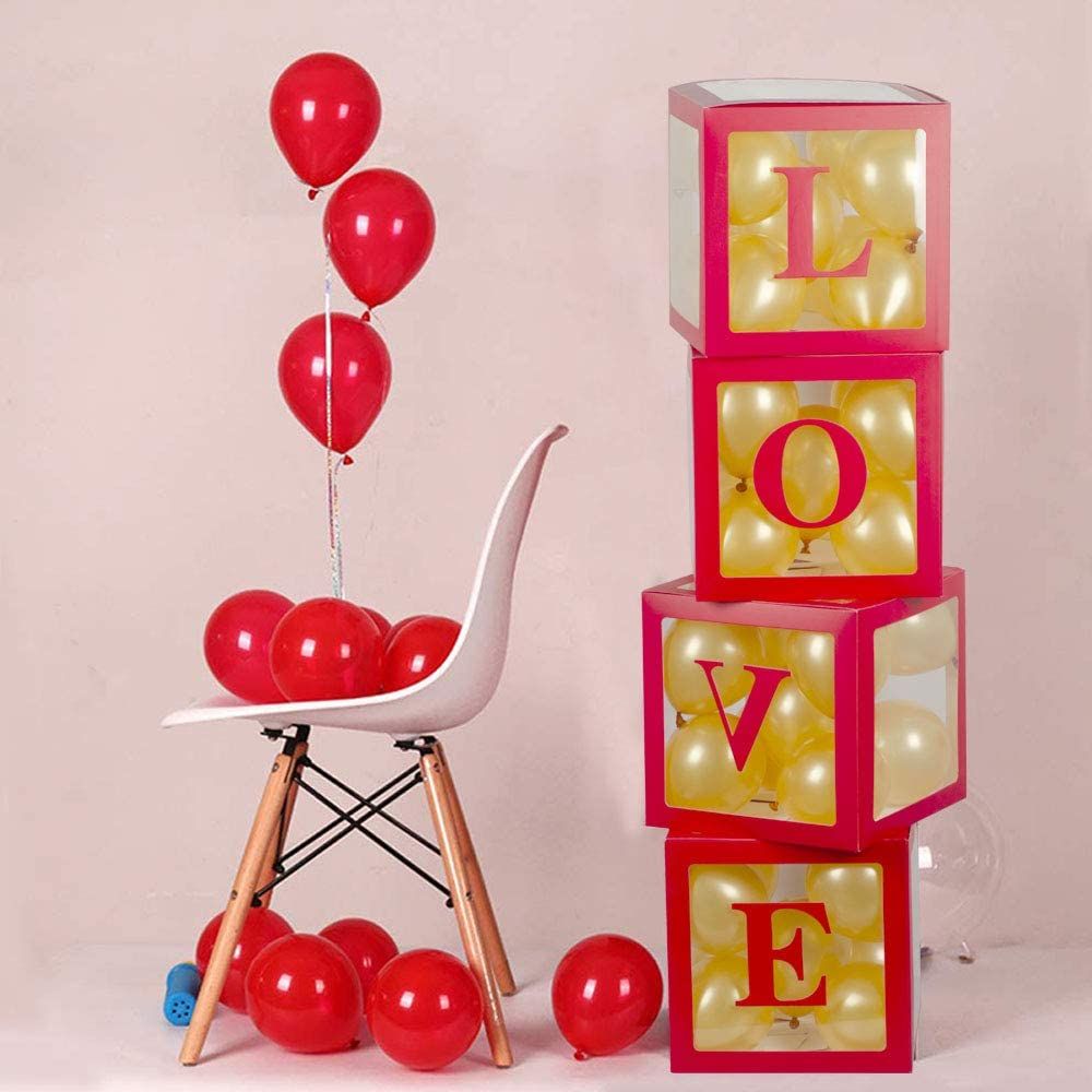 12" Love Balloon Box Red (4pcs)