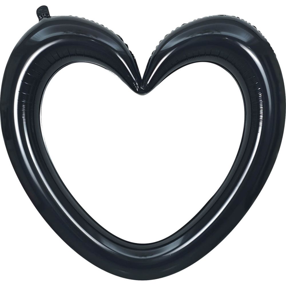 20" Linking Ring Heart Black Balloon