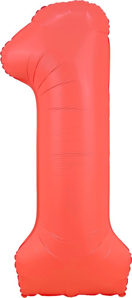 34" Neon Red Number 1 Balloon