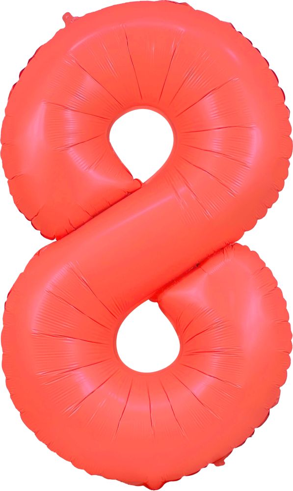 34" Neon Red Number 8 Balloon