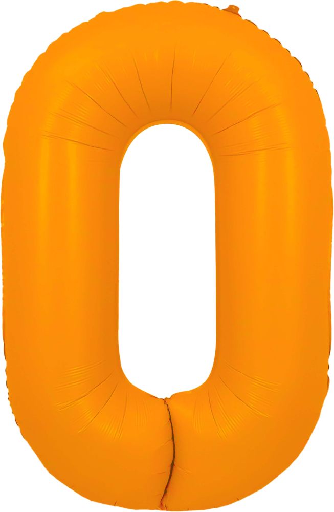 34" Neon Orange Number 0 Balloon