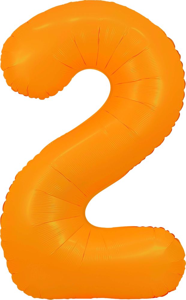 34" Neon Orange Number 2 Balloon