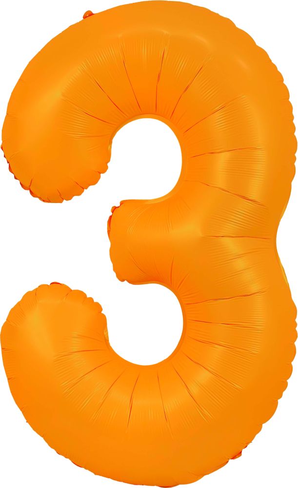 34" Neon Orange Number 3 Balloon