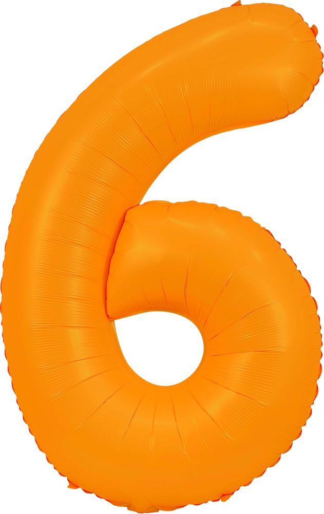 34" Neon Orange Number 6 Balloon