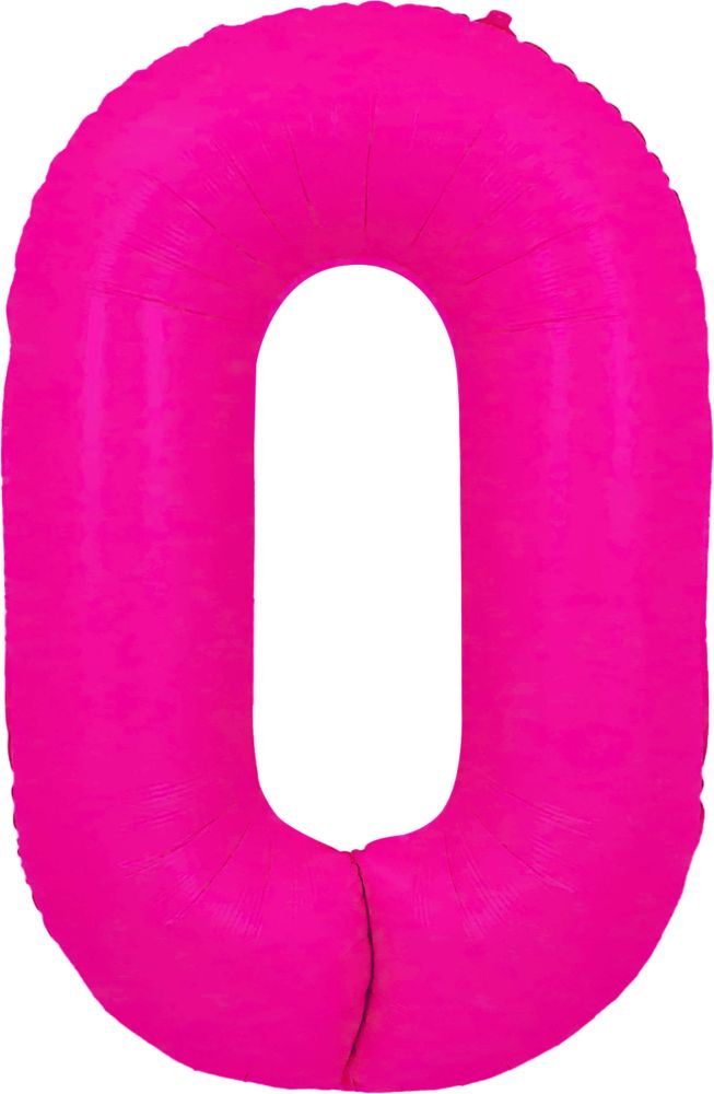 34" Neon Fuchsia Number 0 Balloon