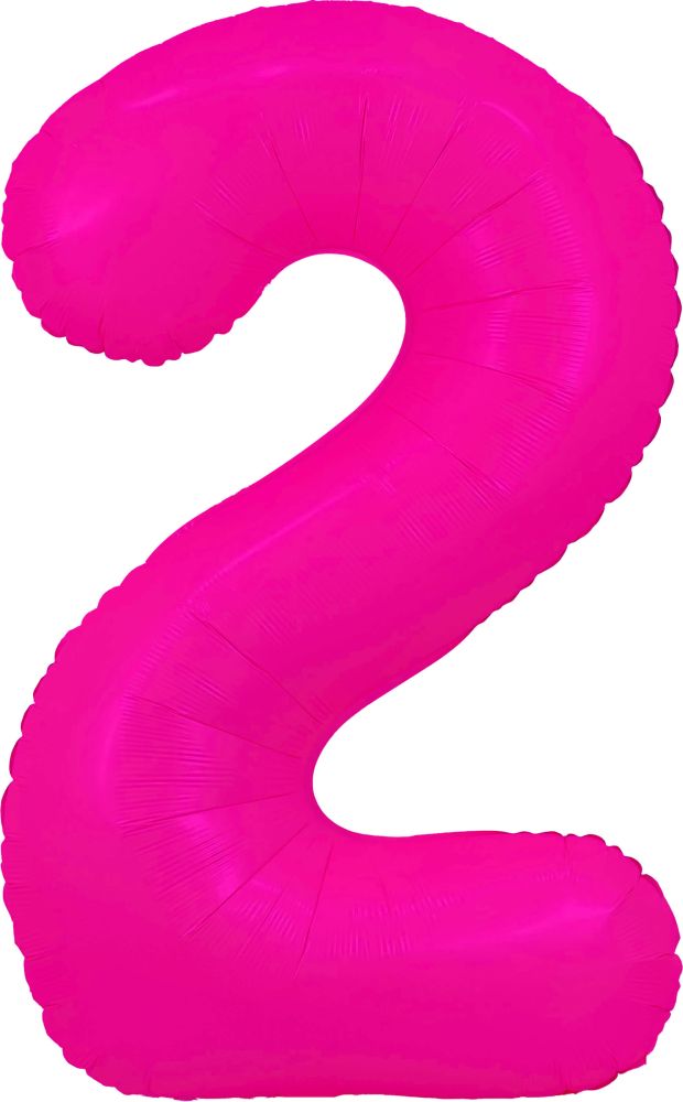 34" Neon Fuchsia Number 2 Balloon