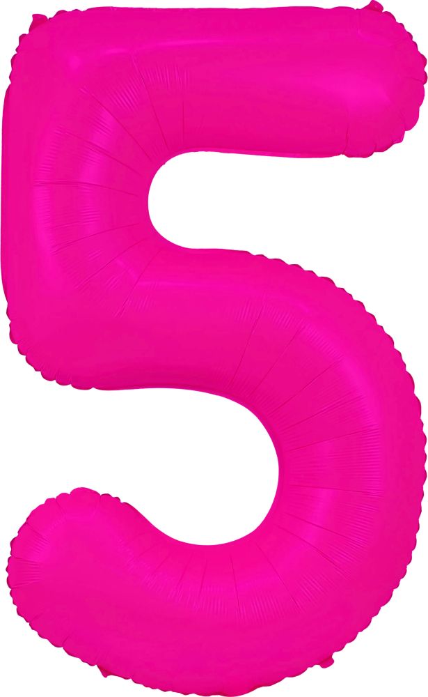 34" Neon Fuchsia Number 5 Balloon