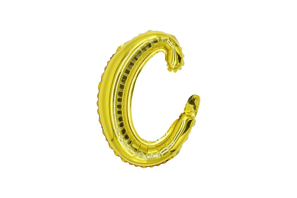12" Gold Script Letter C Balloon