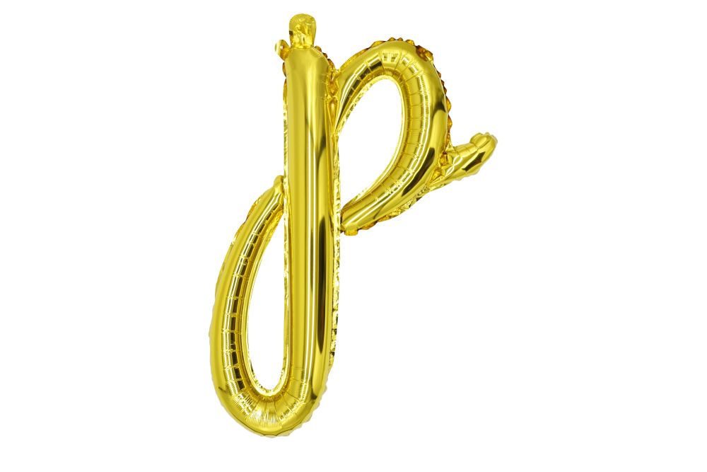 20" Gold Script Letter P Balloon
