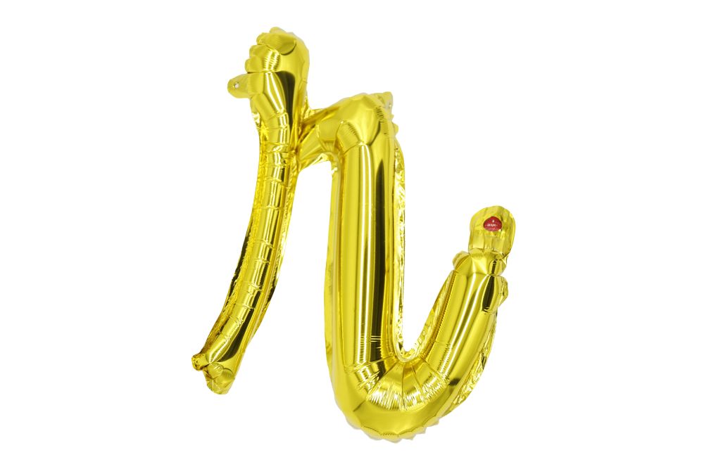 12" Gold Script Letter R Balloon