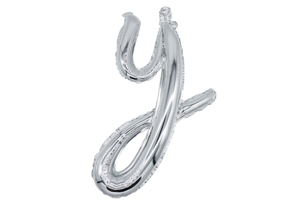 20" Silver Script Letter Y Balloon