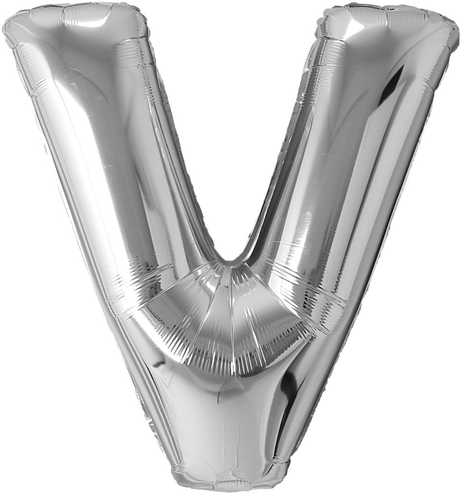34" Silver Letter V Airise Balloon