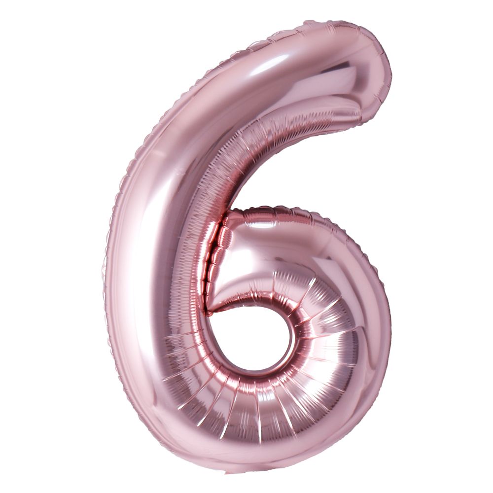 34" Rose Gold Number 6 Airise Balloon