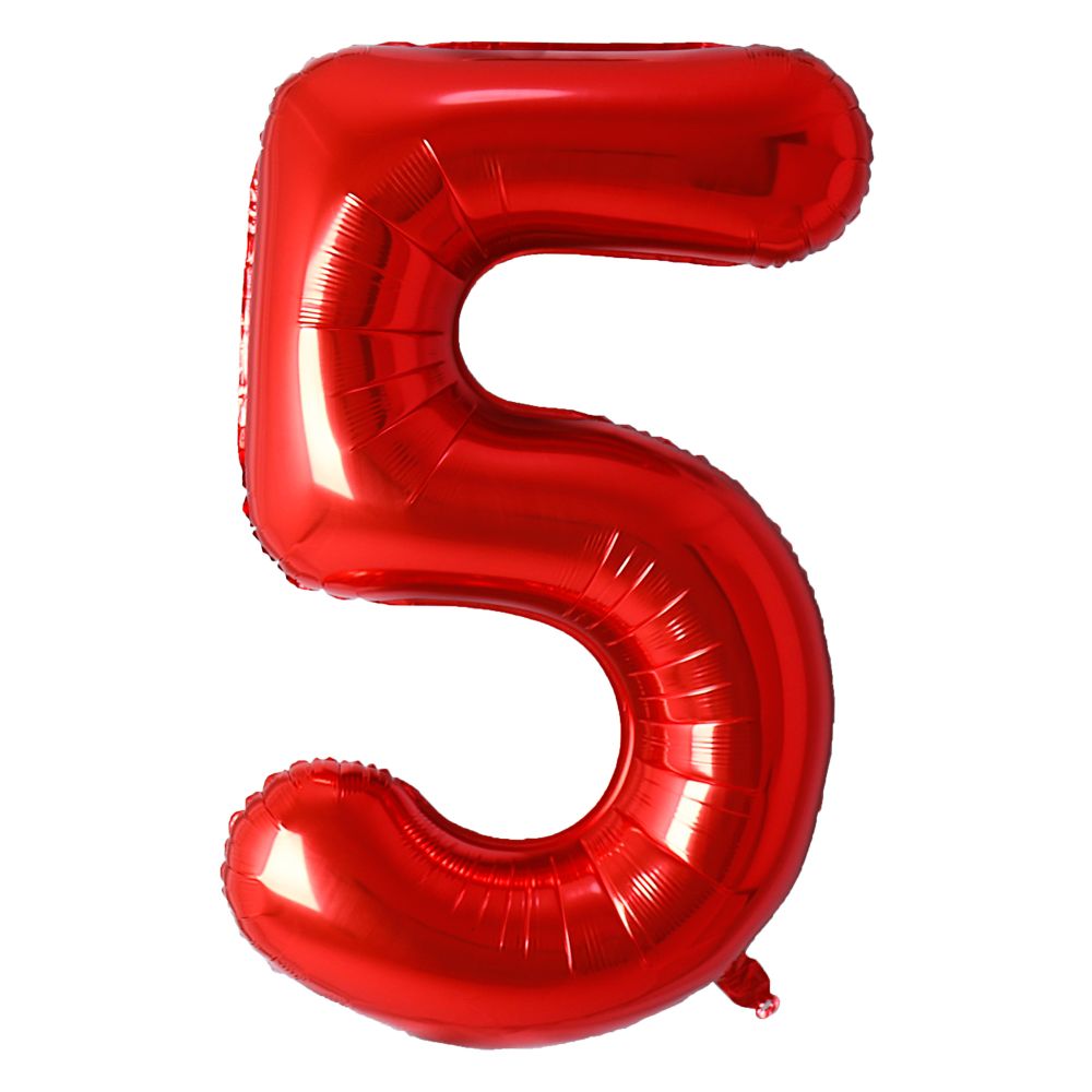 34" Red Number 5 Airise Balloon