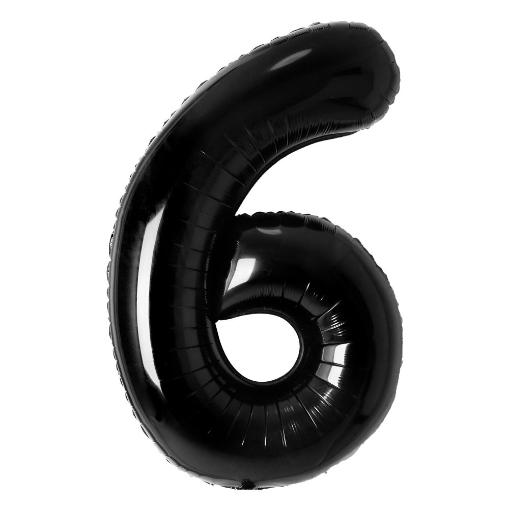 34" Black Number 6 Airise Balloon